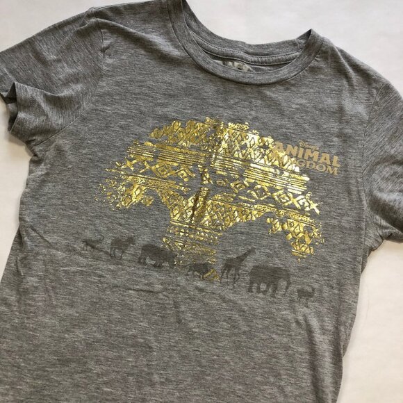 Disney Tops - DISNEY Animal Kingdom Gray & Gold Tee S EUC